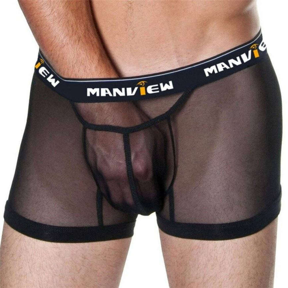 Cueca Masculina Transparente Box De Renda Sexy Lingerie Chastity