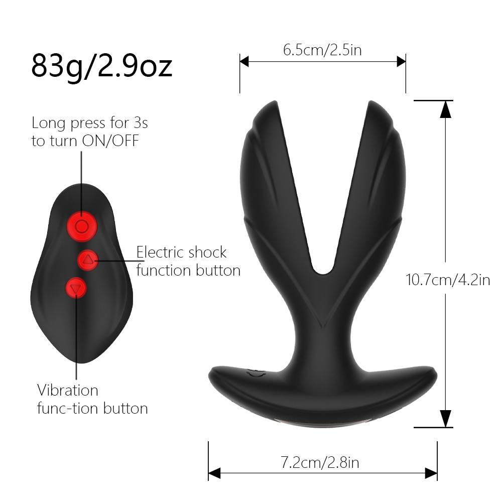 Vibrador Plug Anal Estimulador Choque Elétrico Duplo Controle Remoto