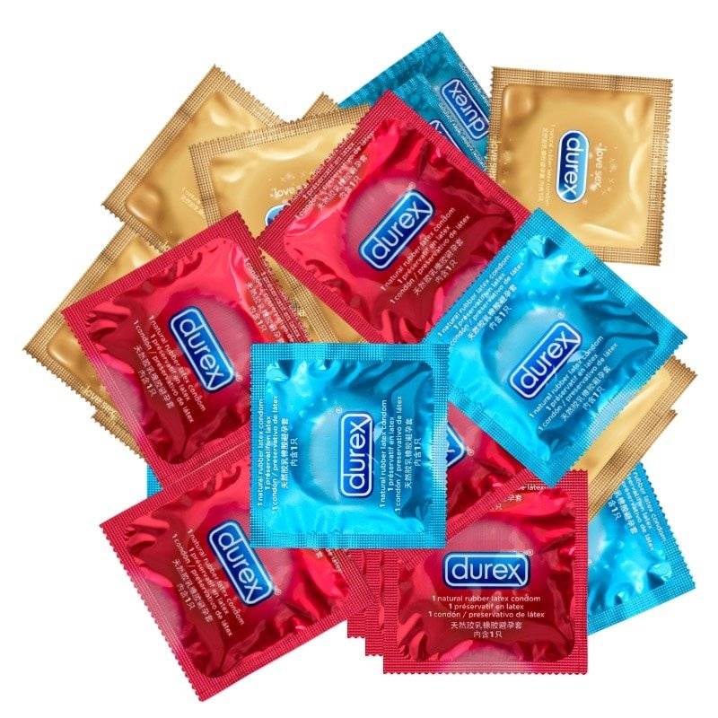 Durex preservativo misturado 104/68/36 pces caixa prazer contracepção segura sexy mais de 4 tipos preservativo para o sexo masculino