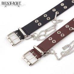 Best YBT Women Belt Imitation Leather Pin Buckle Belt New Punk Wind Jeans Fashion Individual Decorative Belt Chain Women Belt Vestuário