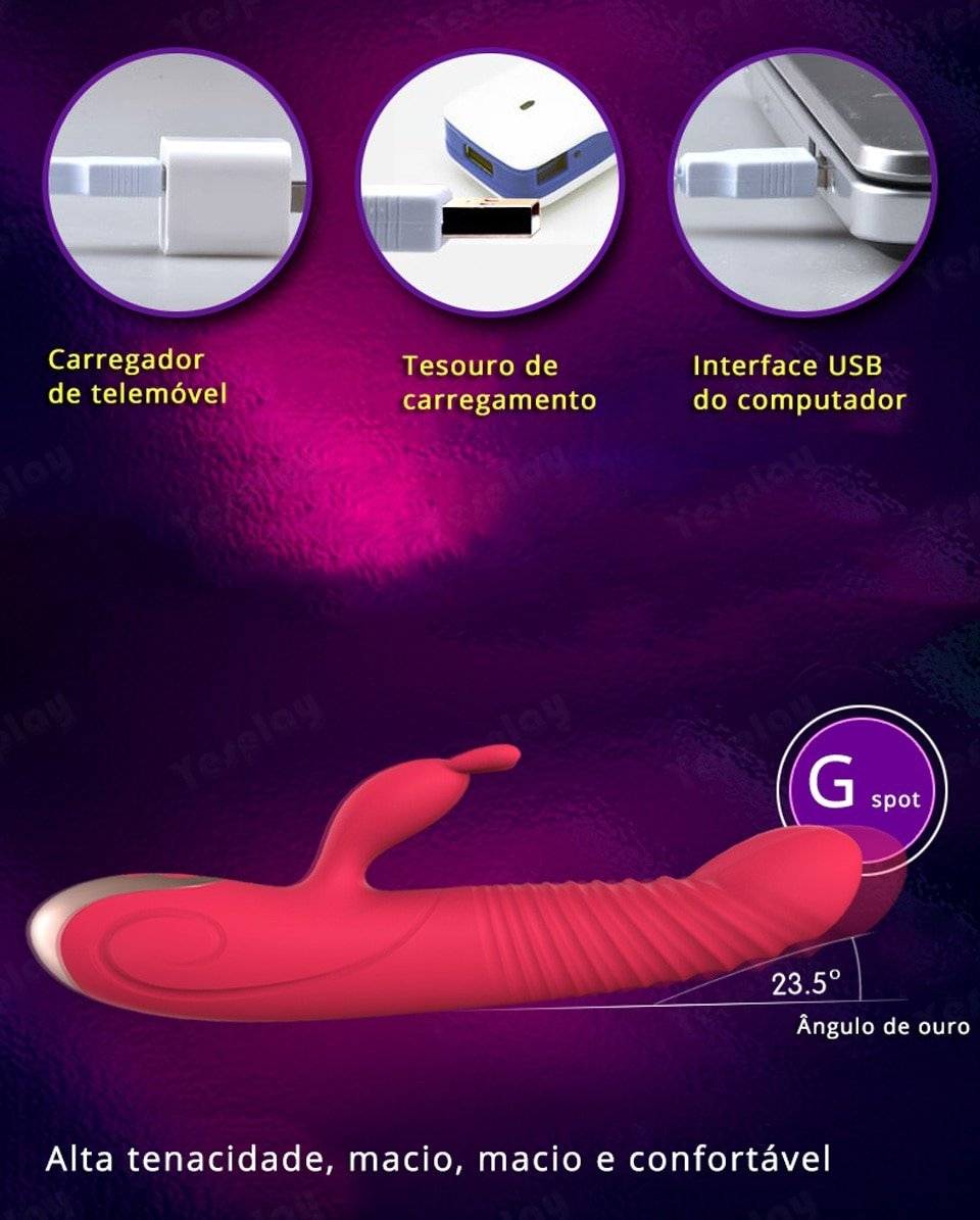 Vibração telescópica vibrador vibrador vibrador vibrador do ponto g do aquecimento da rotação da bola da vibração do coelho brinquedos sexuais da masturbação fêmea para a mulher