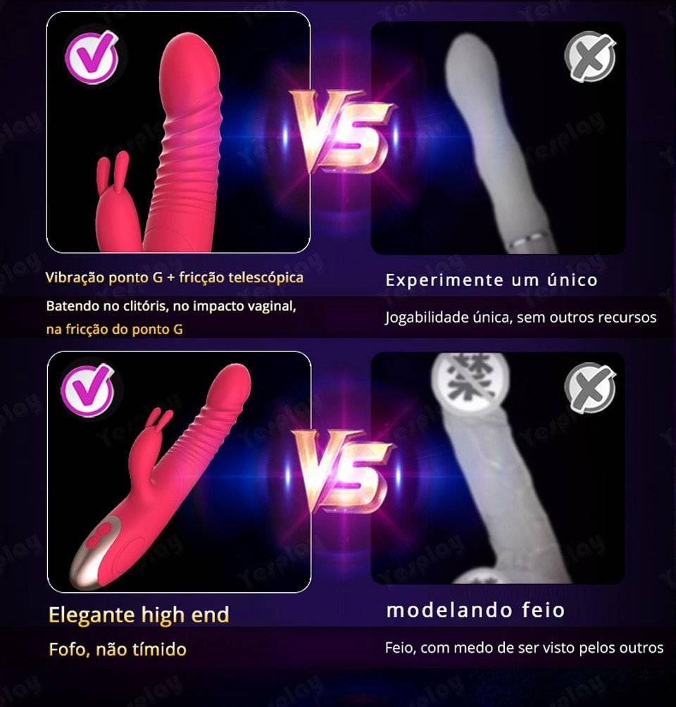 Vibração telescópica vibrador vibrador vibrador vibrador do ponto g do aquecimento da rotação da bola da vibração do coelho brinquedos sexuais da masturbação fêmea para a mulher