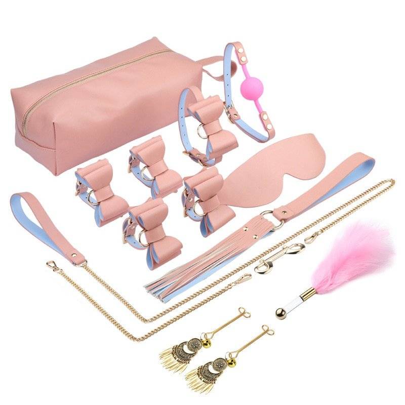 9 Pçs/set Brinquedos Bondage Casais Eróticos BDSM Femdom Empacotado Conjuntos de Algemas Footcuffs Casais Jogos de Sexo Role Playing Brinquedos