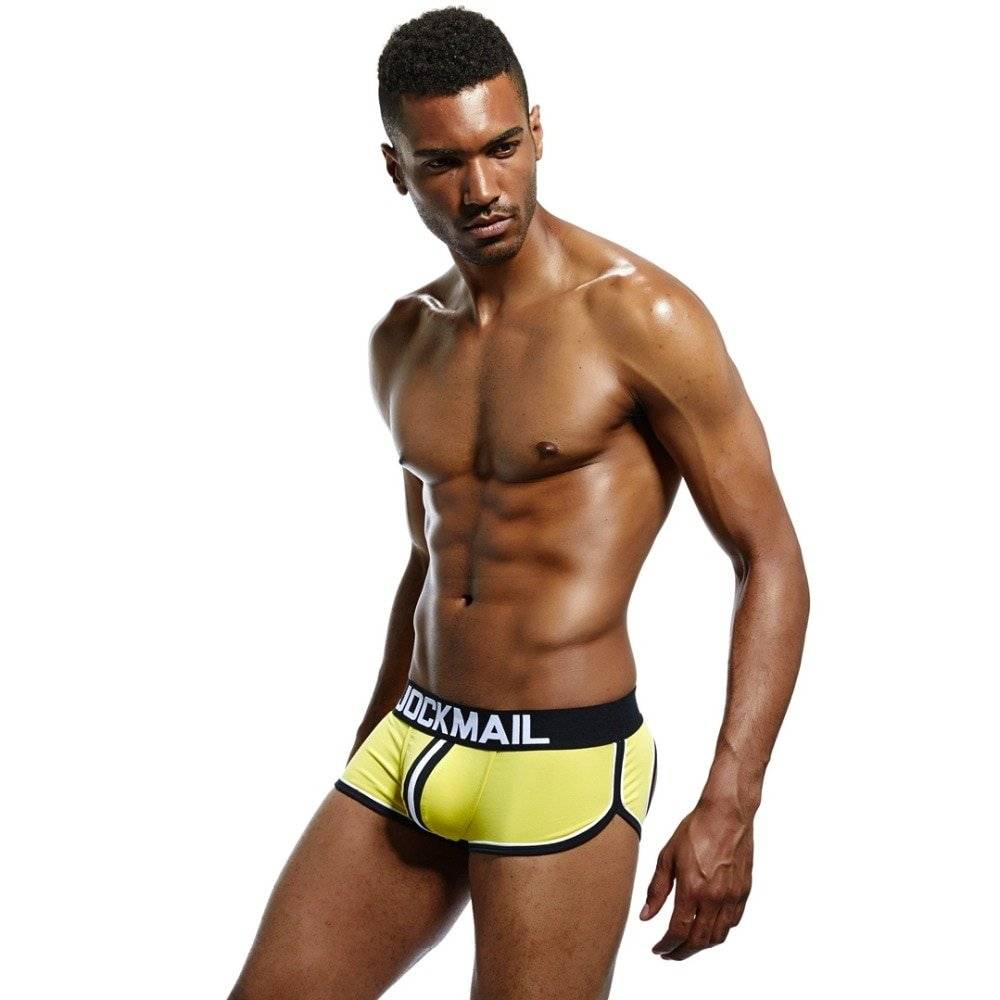 Jockmail cuecas boxer, roupa íntima masculina de algodão gay, costas nuas