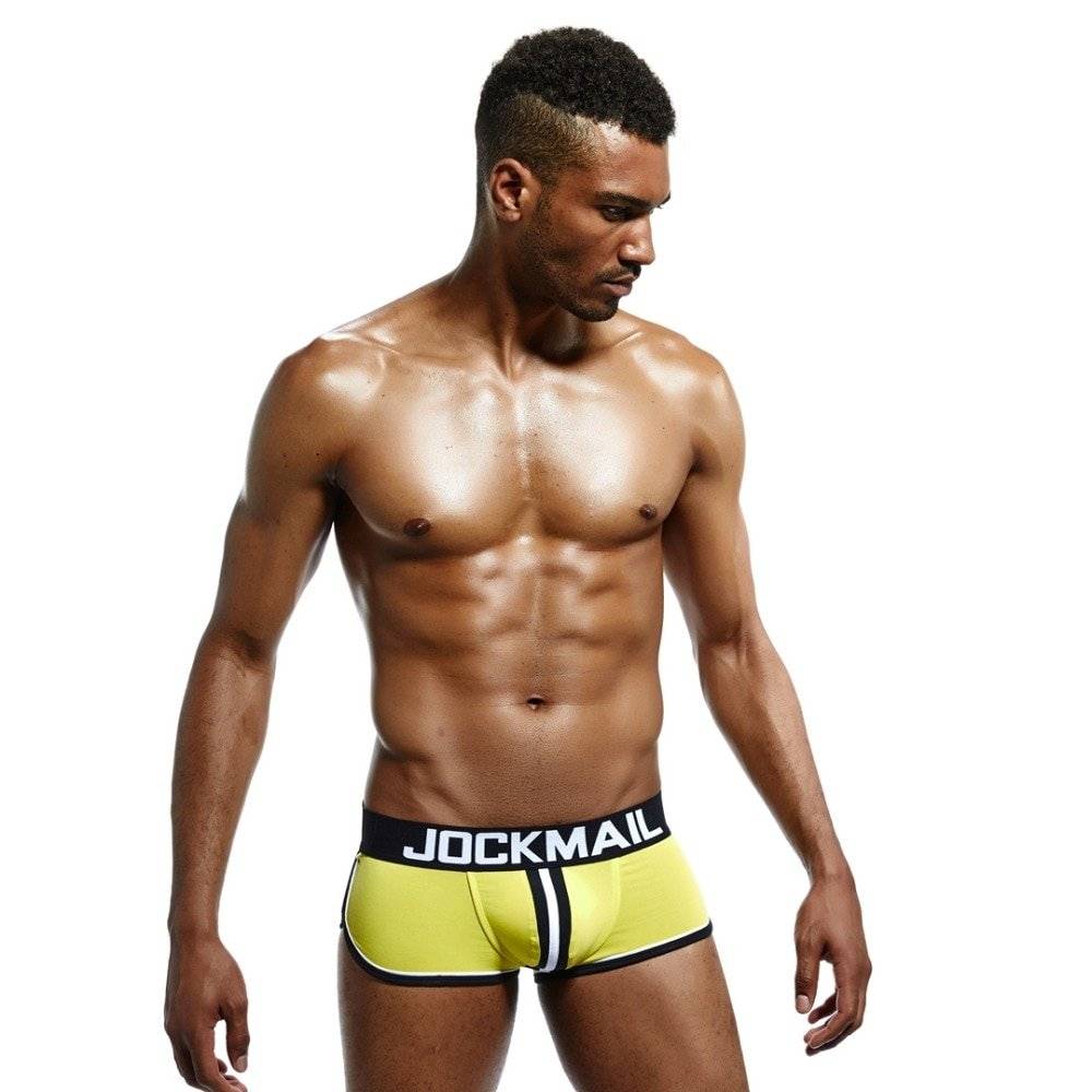 Jockmail cuecas boxer, roupa íntima masculina de algodão gay, costas nuas