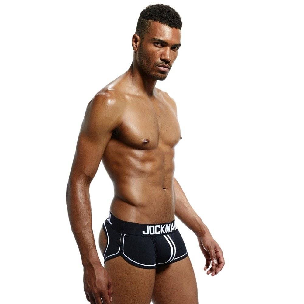 Jockmail cuecas boxer, roupa íntima masculina de algodão gay, costas nuas