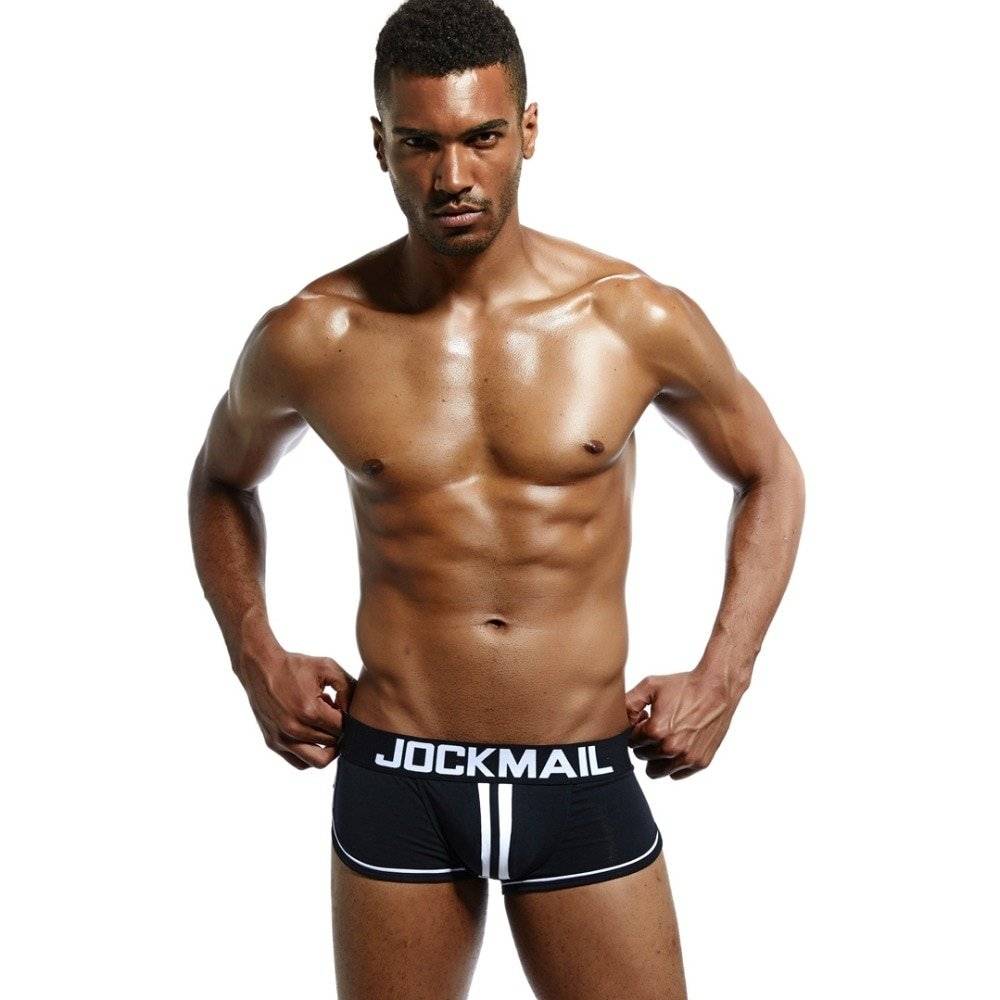 Jockmail cuecas boxer, roupa íntima masculina de algodão gay, costas nuas