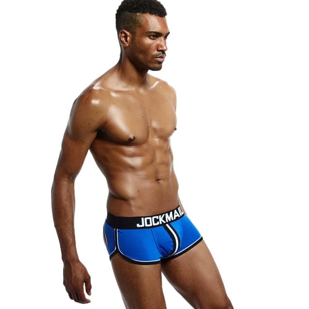 Jockmail cuecas boxer, roupa íntima masculina de algodão gay, costas nuas