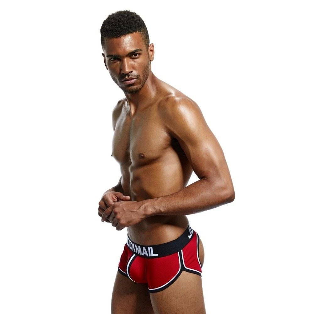 Jockmail cuecas boxer, roupa íntima masculina de algodão gay, costas nuas