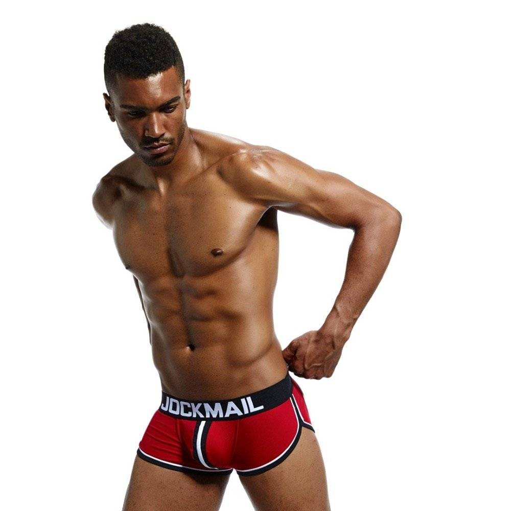 Jockmail cuecas boxer, roupa íntima masculina de algodão gay, costas nuas