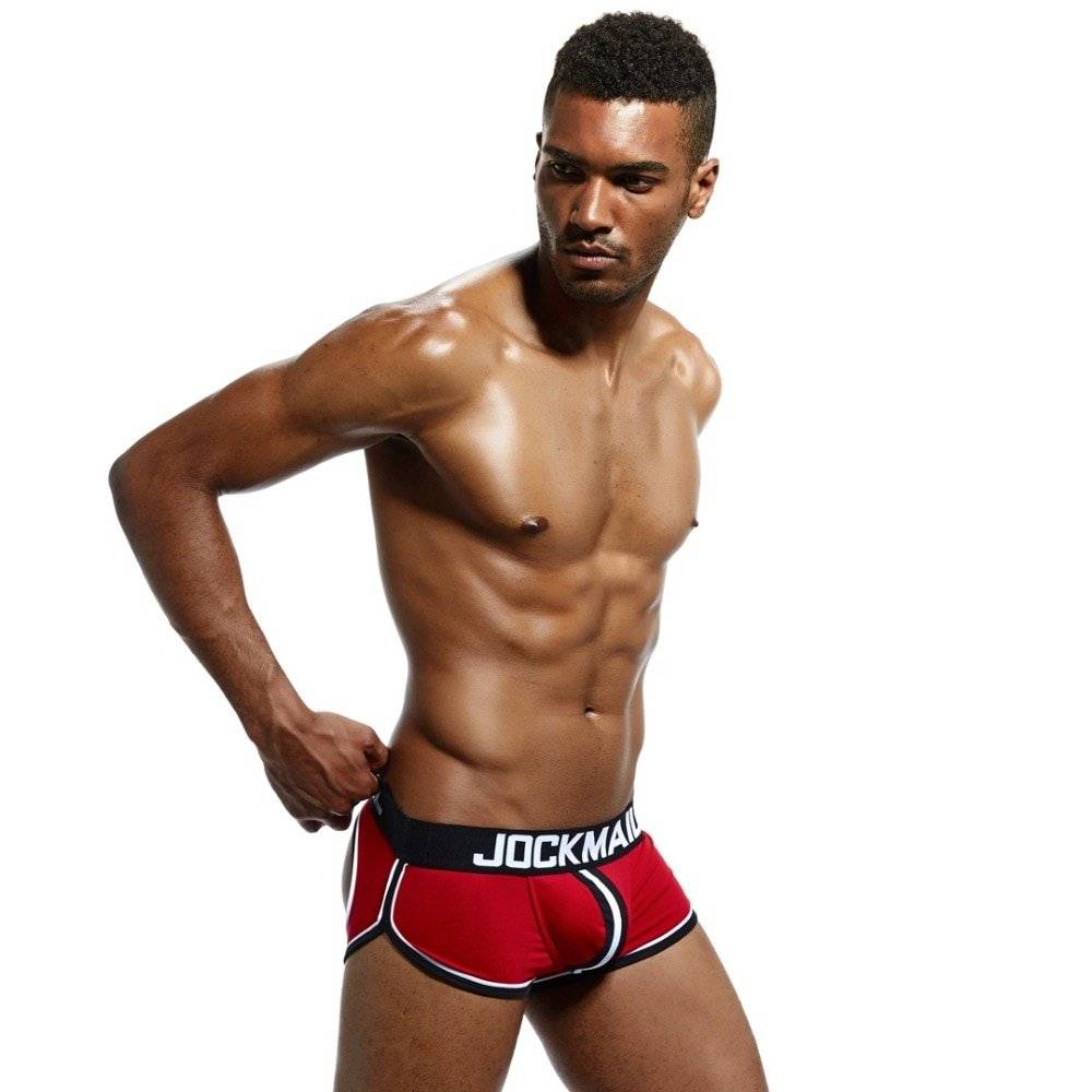 Jockmail cuecas boxer, roupa íntima masculina de algodão gay, costas nuas