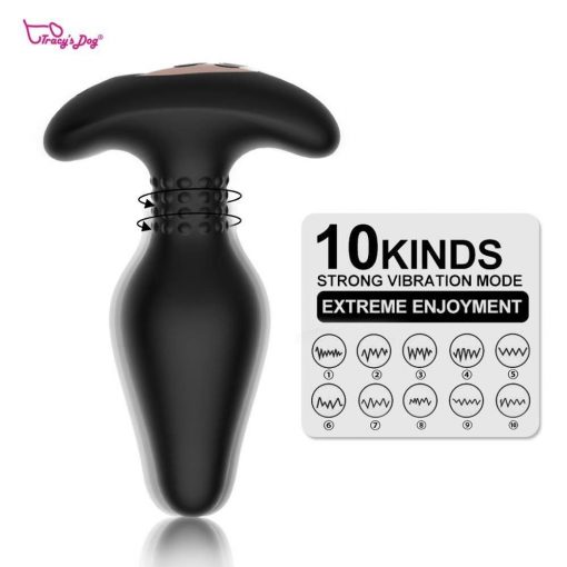 A Tracy está Cão Anal Vibrador Butt Plug anal Com 360 ° Rotação Padrões de Vibração Da Próstata Massageador Estimulador Com Controle Remoto Vibradores