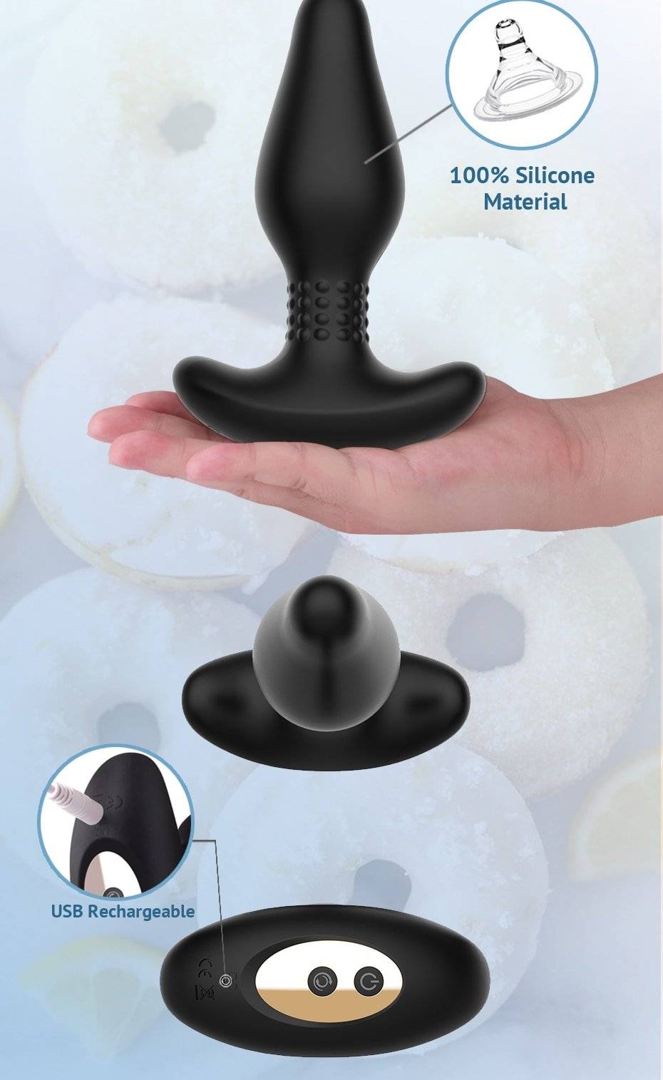 A Tracy está Cão Anal Vibrador Butt Plug anal Com 360 ° Rotação Padrões de Vibração Da Próstata Massageador Estimulador Com Controle Remoto