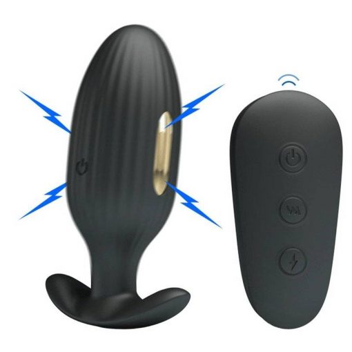 Controle remoto sem fio elétrico choque anal plug masculino massageador de próstata gay grande plugue de bunda vibrador brinquedo do sexo para o sexo masculino produto Inserção Plug anal