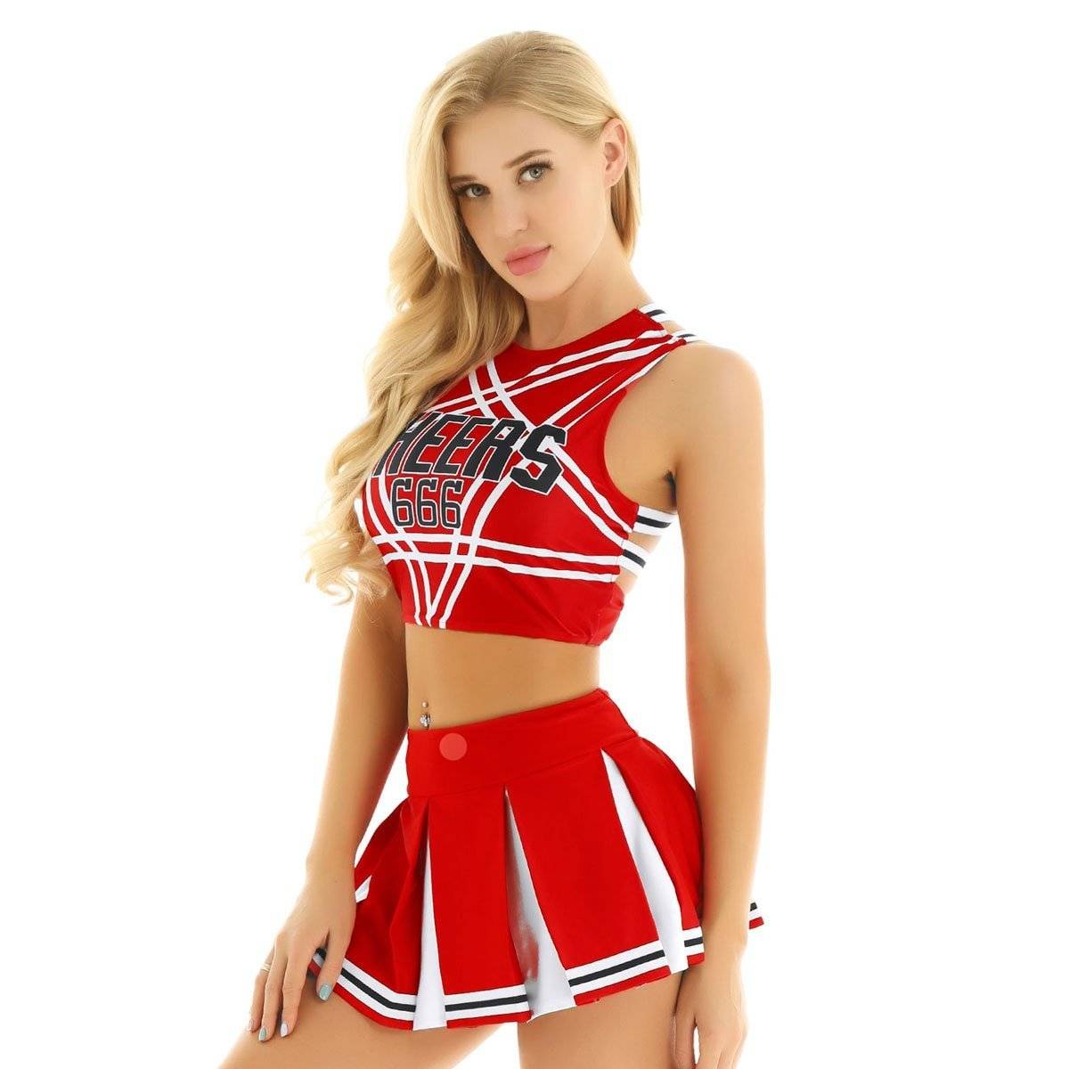 Fantasia Cheerleader Cosplay Líder de Torcida Mini Saia e Top - Chastity