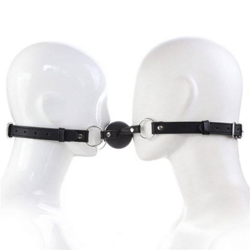 Mais novo duplo cinto boca gag d = 50mm sólido silicone bola boca couro do plutônio bondage diversão brinquedos sexo boca plug preto BDSM Mordaça