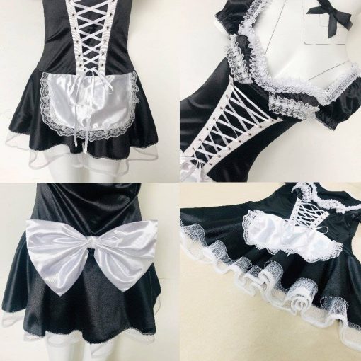 Sexy feminino francês maid cosplay lingerie plus size traje de halloween para feminino empregada doméstica vestido exótico servo cosplay maids outfit Vestuário