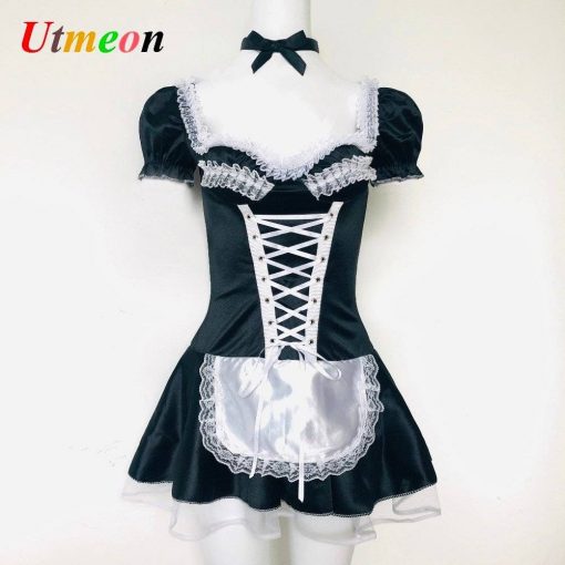 Sexy feminino francês maid cosplay lingerie plus size traje de halloween para feminino empregada doméstica vestido exótico servo cosplay maids outfit Vestuário