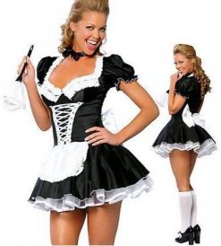 Sexy feminino francês maid cosplay lingerie plus size traje de halloween para feminino empregada doméstica vestido exótico servo cosplay maids outfit Vestuário