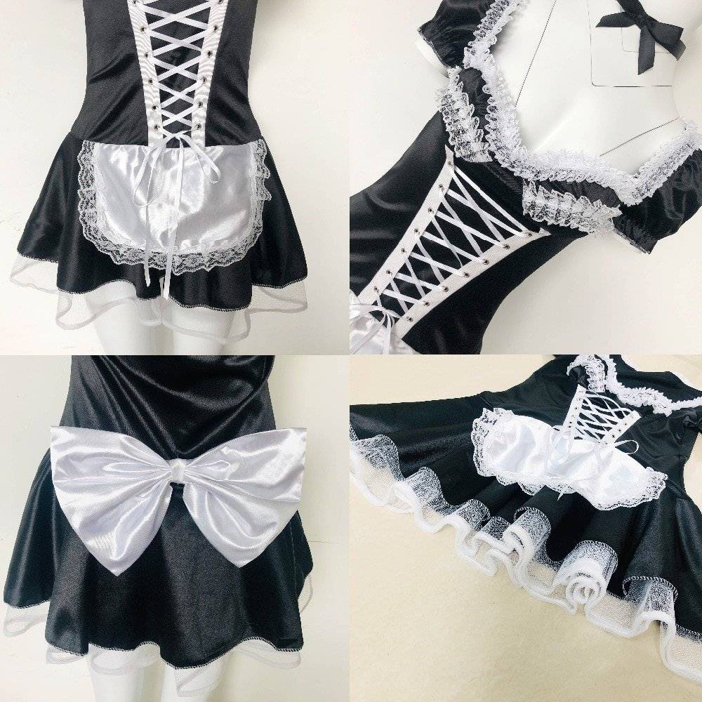 Sexy feminino francês maid cosplay lingerie plus size traje de halloween para feminino empregada doméstica vestido exótico servo cosplay maids outfit