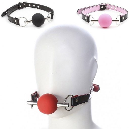 Mordaça Bite Ball Gag Com Suporte Metálico E Couro BDSM Mordaça