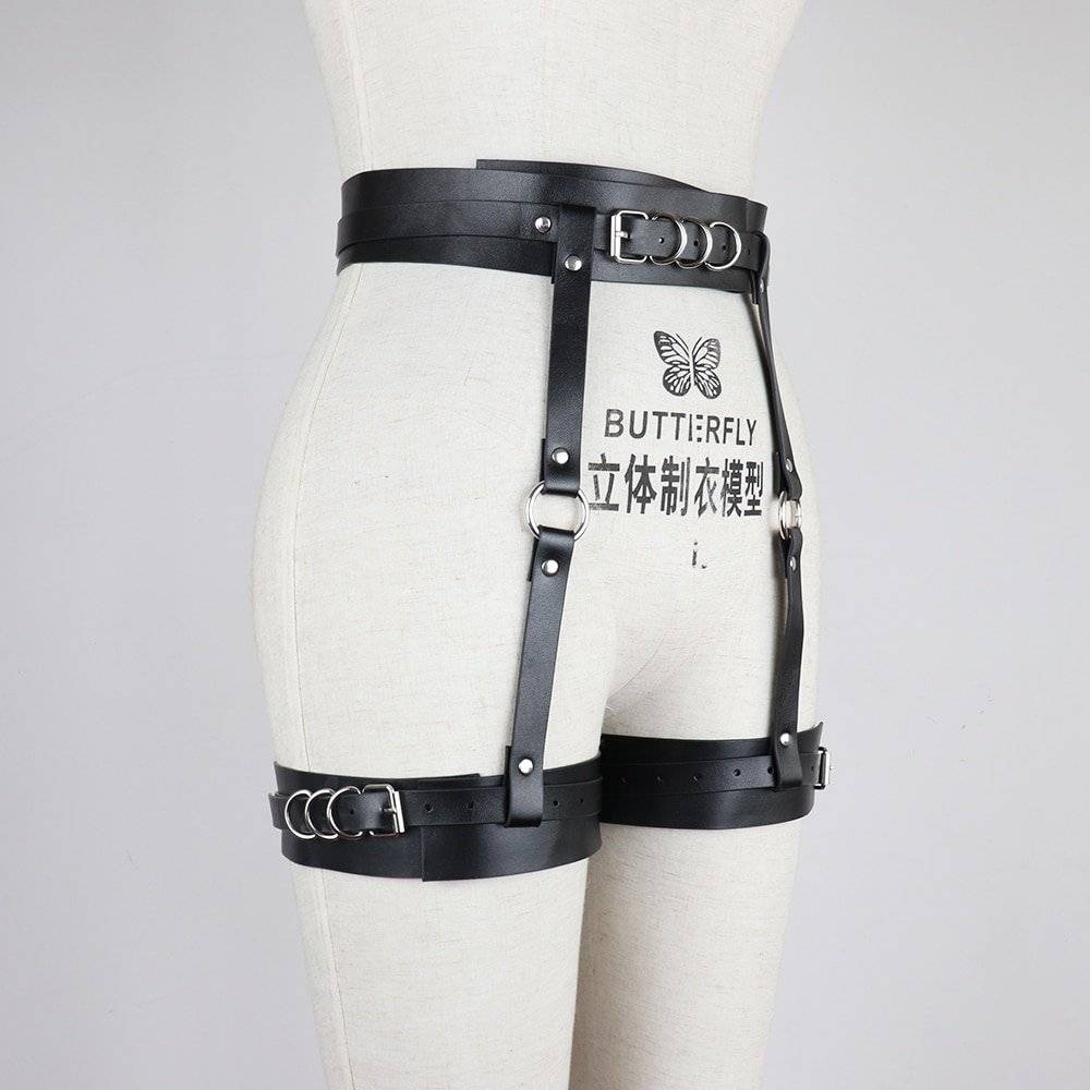 Uyee cinto feminino para estocagem ligas de couro perna sexy cinta corporal arnês punk gótico bondage lingerie gaiola erótico suspender bustiers espartilhos lingerie sexys pornôs meias harness feminino noiva