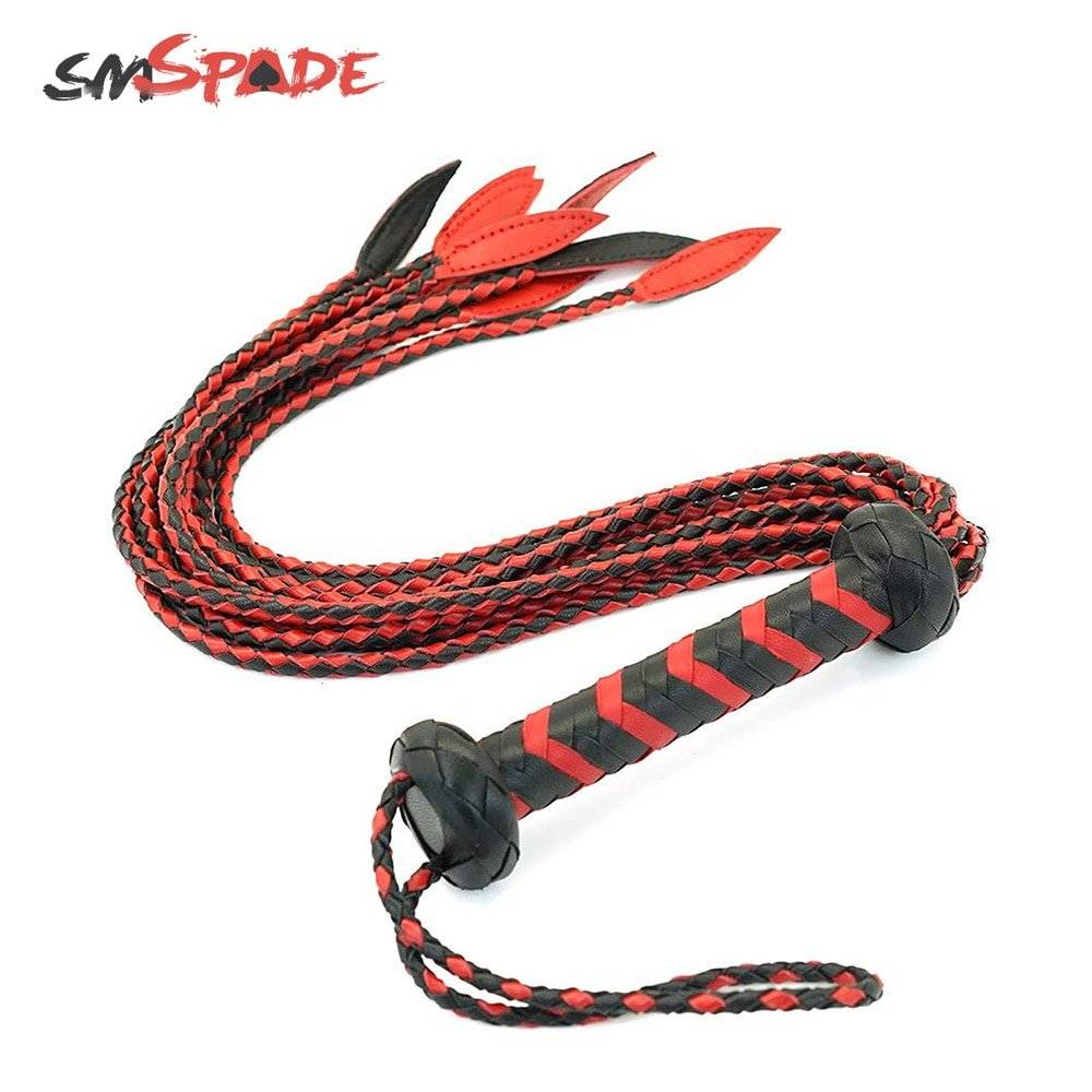 Chibata Flogger SM Spade 60 cm Trançado Caudas de Couro Feito à Mão