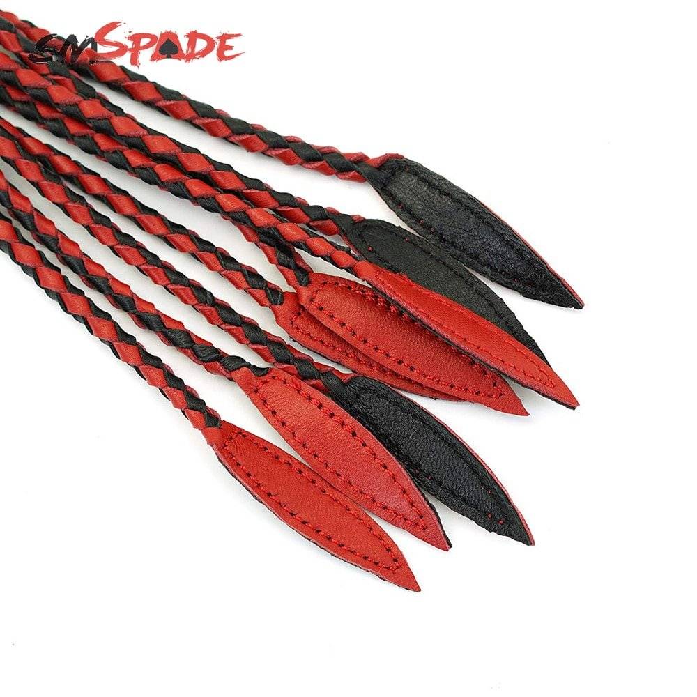 Chibata Flogger SM Spade 60 cm Trançado Caudas de Couro Feito à Mão