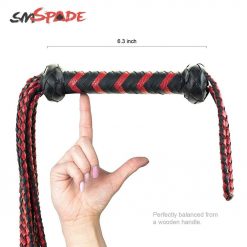 Chibata Flogger SM Spade 60 cm Trançado Caudas de Couro Feito à Mão BDSM