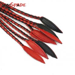 Chibata Flogger SM Spade 60 cm Trançado Caudas de Couro Feito à Mão BDSM