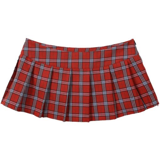 Mini Saia Xadrez Vermelha Schoolgirl Estudante Sexy Skirt Vestuário