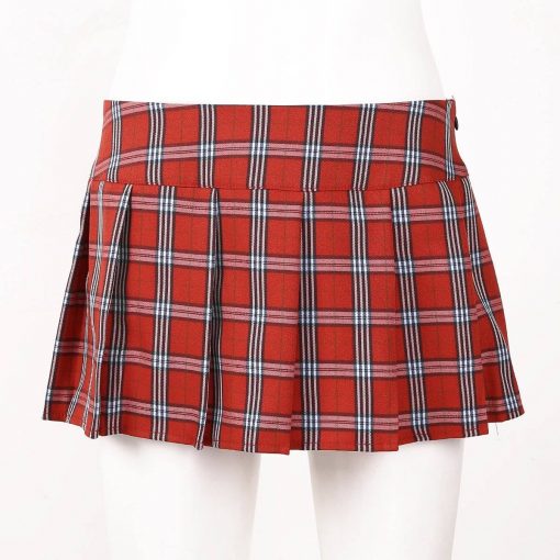 Mini Saia Xadrez Vermelha Schoolgirl Estudante Sexy Skirt Vestuário