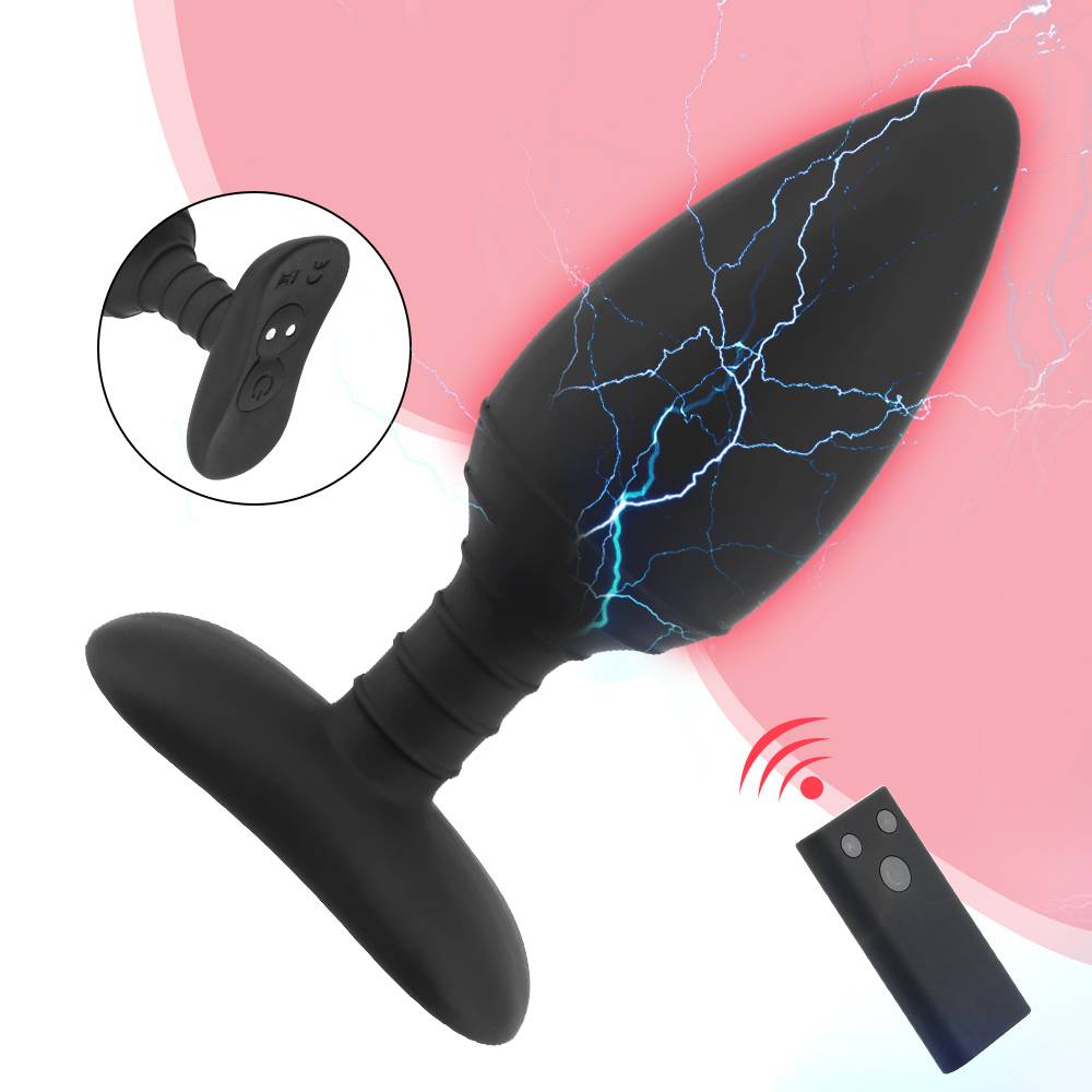 Plug Anal Vibrador de Choque Elétrico E-stim ButtPlug Controle Remoto