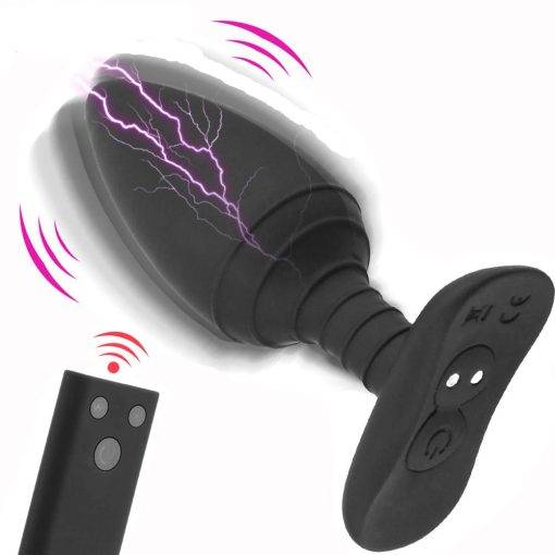 Plug Anal Vibrador de Choque Elétrico E-stim ButtPlug Inserção Plug anal Vibradores Eletroestimulação