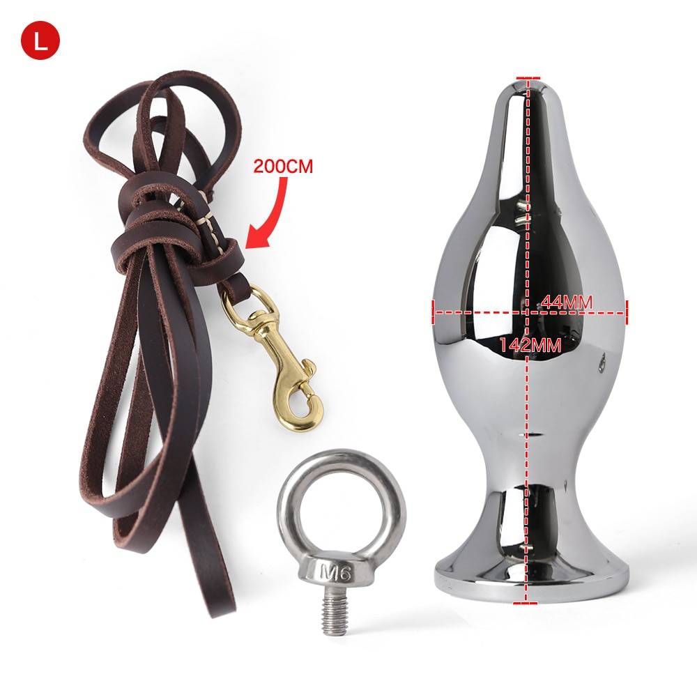 Anal de aço inoxidável plug com trela lock expandindo ass asslock butt plug grande ass trainer escravo sexo bondage brinquedos para o casal