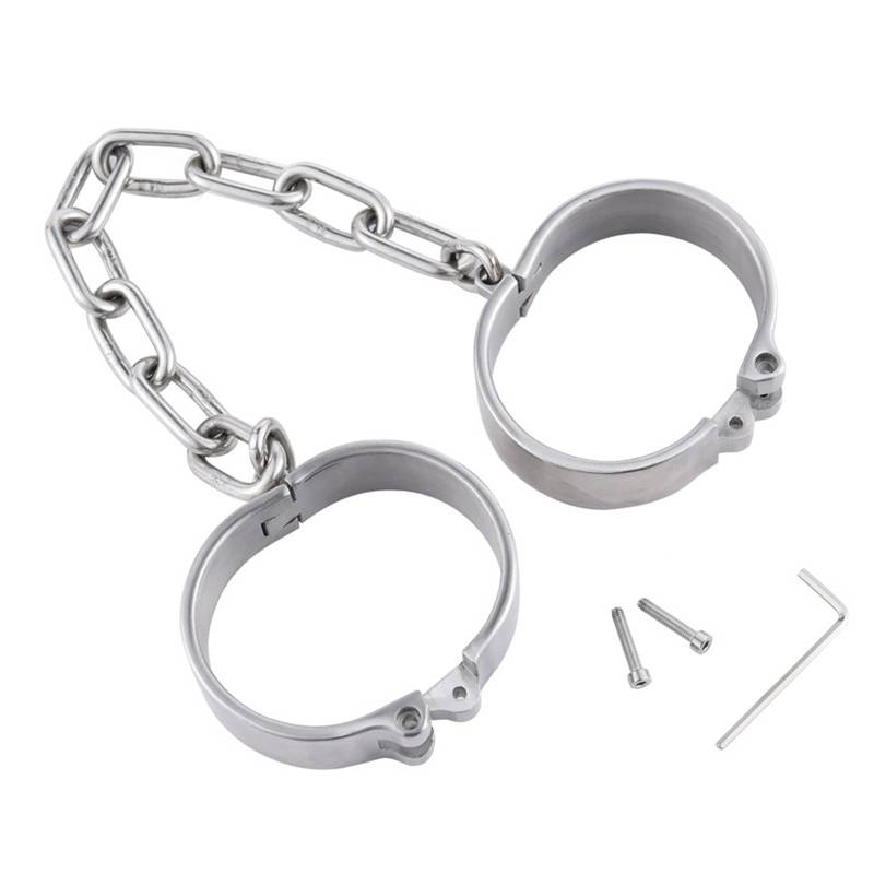 Algemas de aço inoxidável pesados, algemas de tornozelo com tampa, bondage bdsm, algemas de mão, jogos adultos, brinquedos sexuais para mulheres e homens