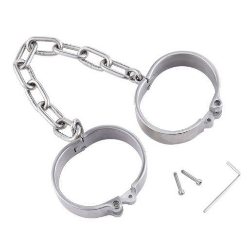 Algemas de aço inoxidável pesados, algemas de tornozelo com tampa, bondage bdsm, algemas de mão, jogos adultos, brinquedos sexuais para mulheres e homens Sem Categoria