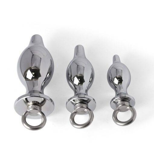 Anal de aço inoxidável plug com trela lock expandindo ass asslock butt plug grande ass trainer escravo sexo bondage brinquedos para o casal Inserção Plug anal