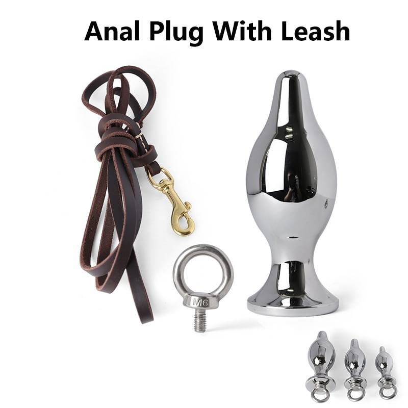 Anal de aço inoxidável plug com trela lock expandindo ass asslock butt plug grande ass trainer escravo sexo bondage brinquedos para o casal