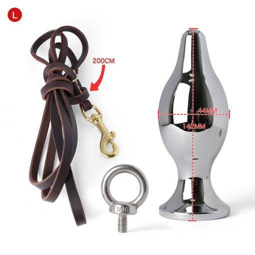 Anal de aço inoxidável plug com trela lock expandindo ass asslock butt plug grande ass trainer escravo sexo bondage brinquedos para o casal Inserção Plug anal