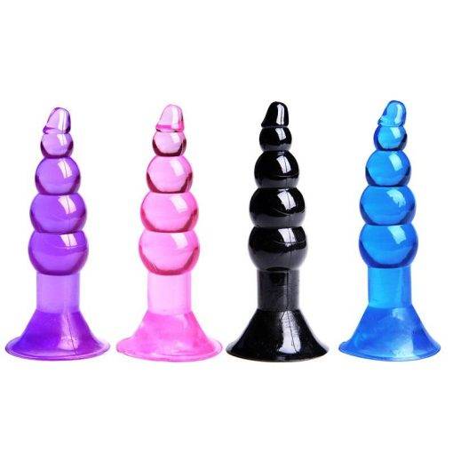 Plug Anal Beads de Silicone com Ventosa Estimulador Anal Inserção Plug anal