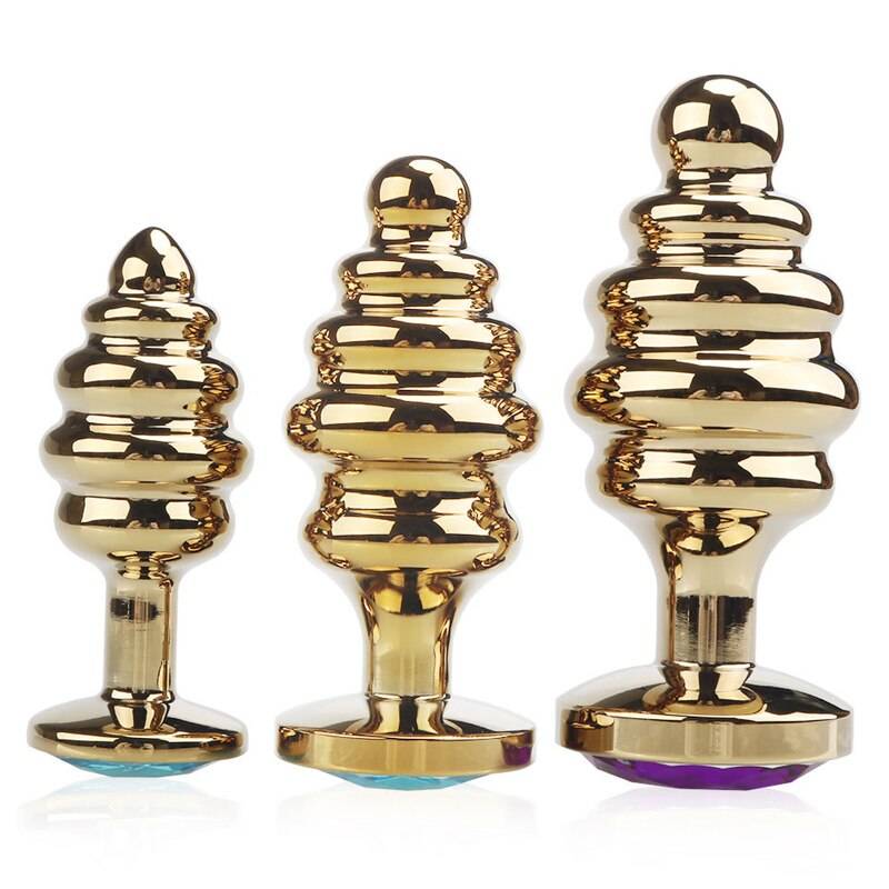 Prata/ouro espiral anal plug g ponto de metal butt plug inferior jóias dilatador expansor anal ânus adulto sexo brinquedos bunda erótica plug