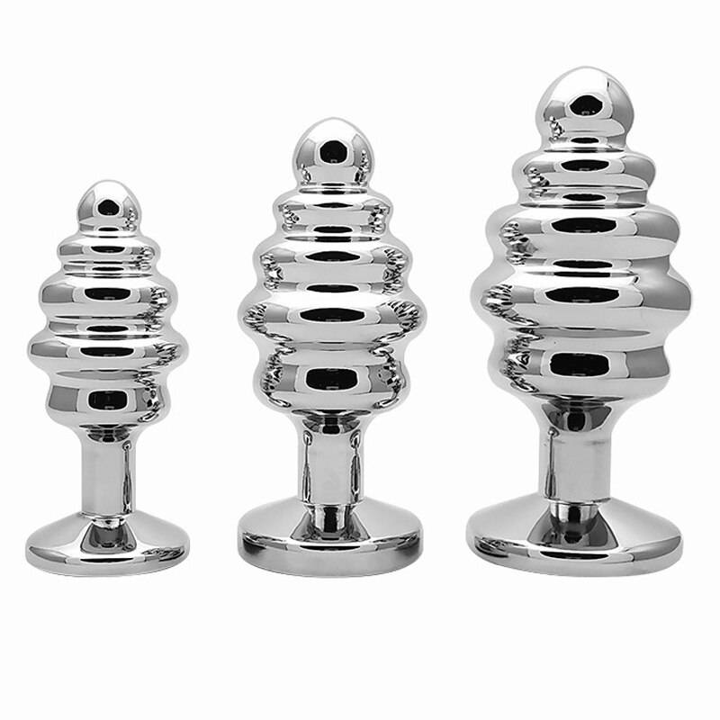 Prata/ouro espiral anal plug g ponto de metal butt plug inferior jóias dilatador expansor anal ânus adulto sexo brinquedos bunda erótica plug