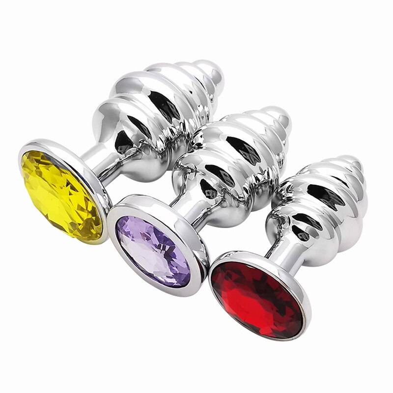 Prata/ouro espiral anal plug g ponto de metal butt plug inferior jóias dilatador expansor anal ânus adulto sexo brinquedos bunda erótica plug