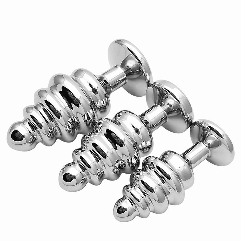 Prata/ouro espiral anal plug g ponto de metal butt plug inferior jóias dilatador expansor anal ânus adulto sexo brinquedos bunda erótica plug