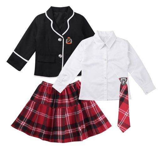 Disfraz de uniforme escolar a cuadros de Japón para niña y niño, uniforme escolar británico para fiesta de carnaval, disfraces de fantasía para Cosplay Vestuário