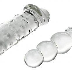 Large Transparent Crystal Immitate Glass Penis Dilddo with 3 Big Beads, Female Masturbation G-spot Anal Plug Sex Adult Toys Inserção