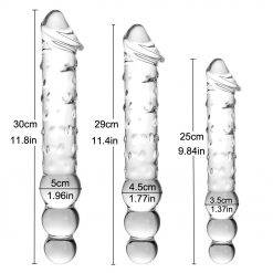 Large Transparent Crystal Immitate Glass Penis Dilddo with 3 Big Beads, Female Masturbation G-spot Anal Plug Sex Adult Toys Inserção