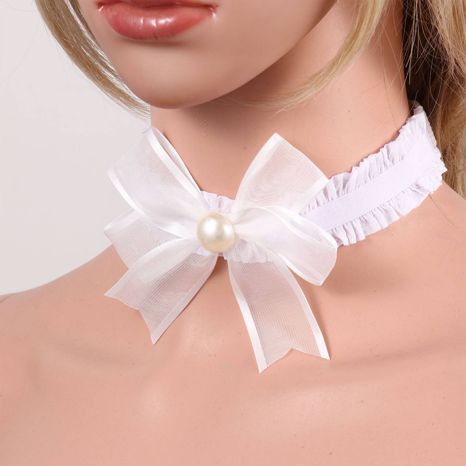 Lolitas de cuello para mujer, gargantilla de corazón de encaje Vintage hecha a mano para mujer, Collar gótico con lazo y campana, accesorios