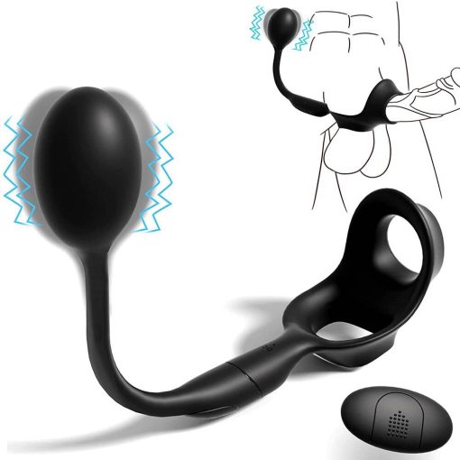 Massageador de Próstata Masculino Com Anel Peniano Anal Tail Cockring